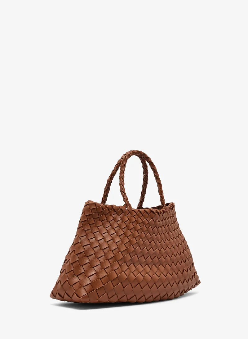 ELLA Woven Textured Detail Tote Bag